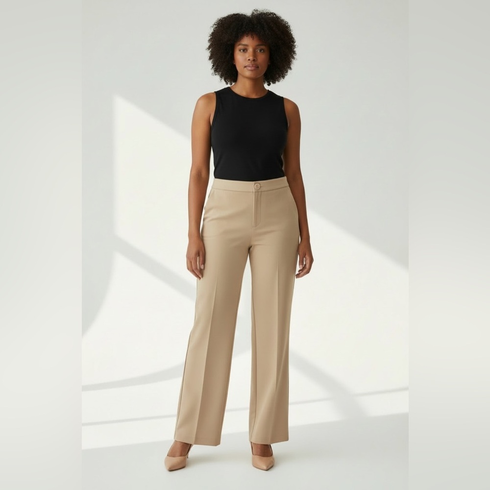 NEW Talbots Windsor Khaki Wide Leg Tailored Plus Size Dress Pants Office Work 16